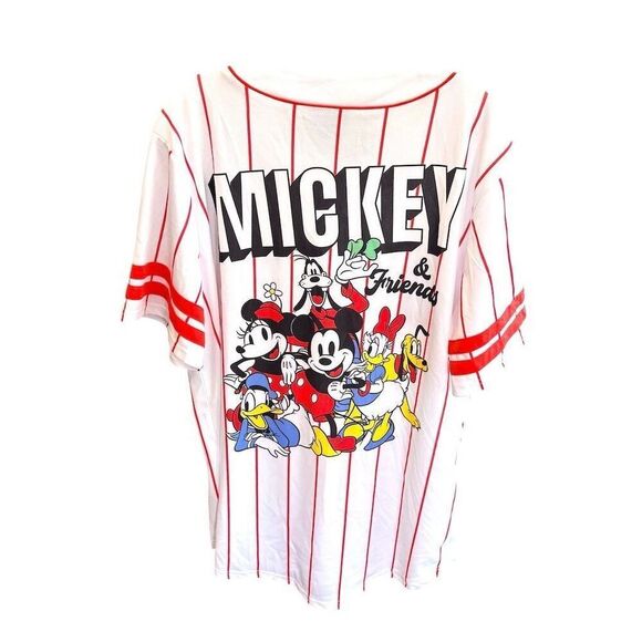 Disney Mickey & Friends Baseball Jersey XL Red Striped Unisex T-Shirt - Picture 2 of 4
